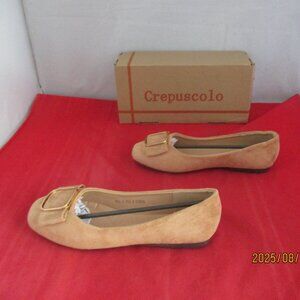 CREPUSCOLO Faux Suede Slip-On Ballet Flats $70 - US Size 5 1/2 - Apricot - 1309